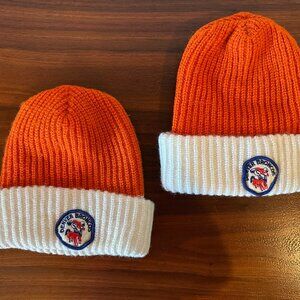 2 Vintage 60s Logo Denver Broncos Orange White Cuff Beanie Snow Hat Horse Patch